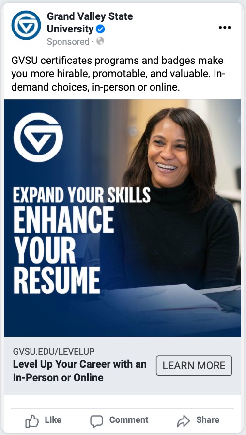 Expand Your Skills and Enhance Your Resume Facebook Ad Preview